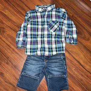 🏷 (SALE!) The Children’s Place &Gymboree Purple Yellow &Blue Button Down Outfit